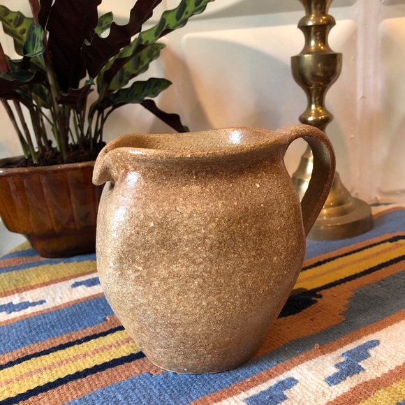 Vintage Handmade Neutral Earth Tone Art Pottery Pitcher Vase